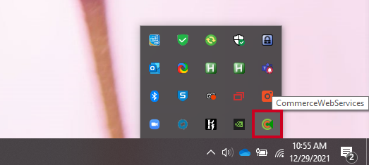 Commerce web services in Windows Tray.