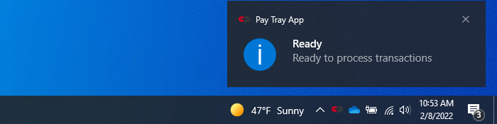 CivicPlus Pay Tray App ready notification