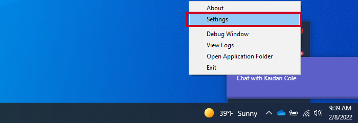 CivicPlus Pay Tray App, right-click menu, settings