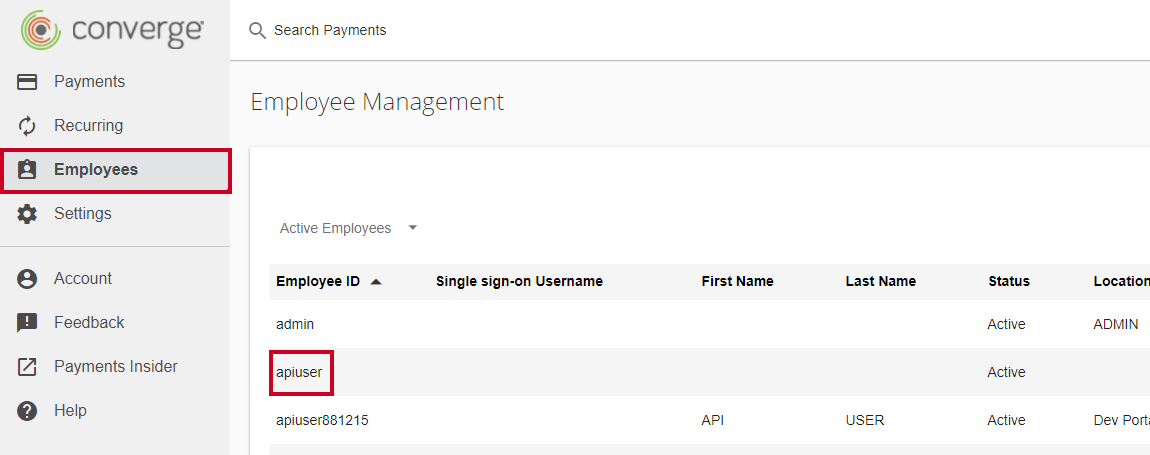 employees tab, select matching Employee ID