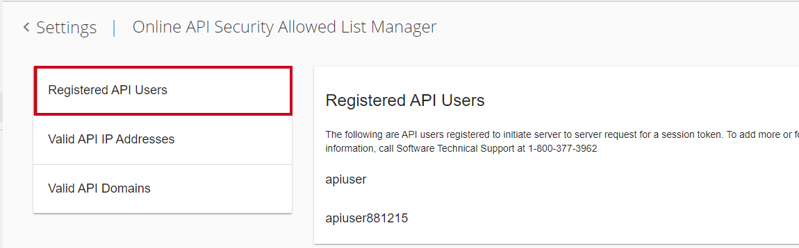 registered API users button