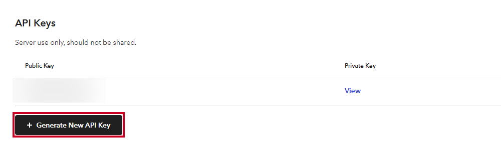 generate new API key button