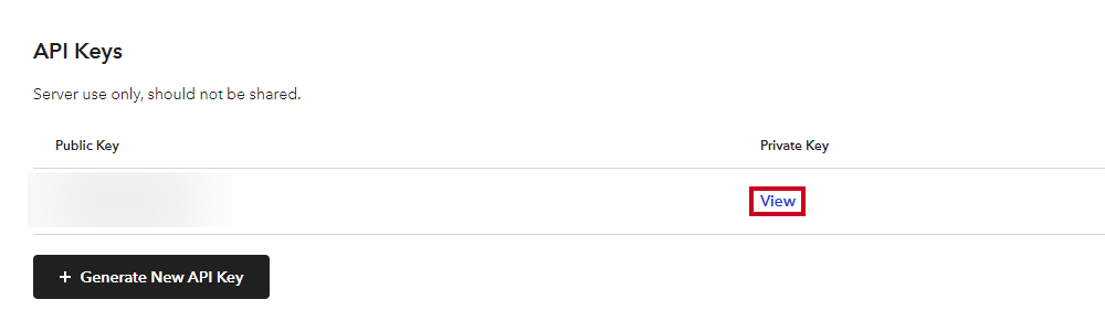 API key view button