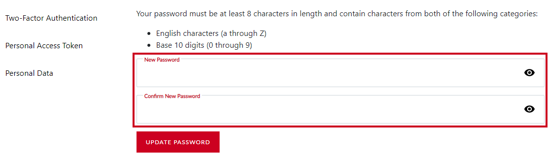 new password