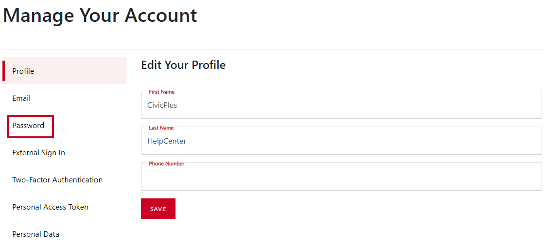 password tab
