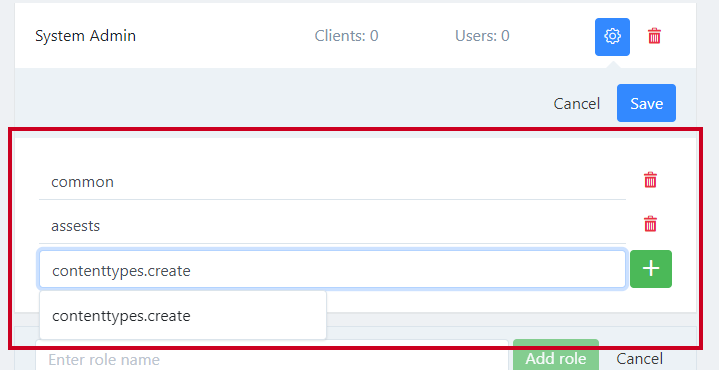 Permissions list under Role settings.