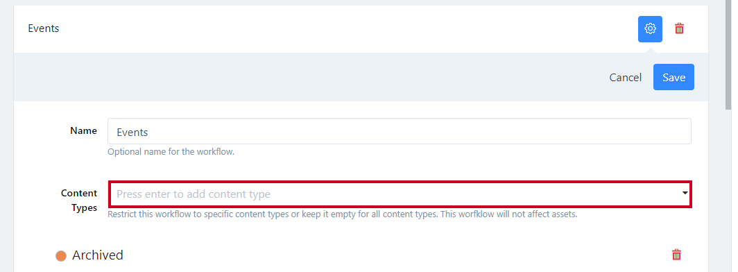 content types field.