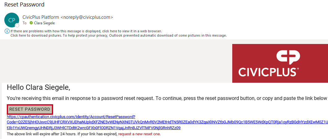 reset password