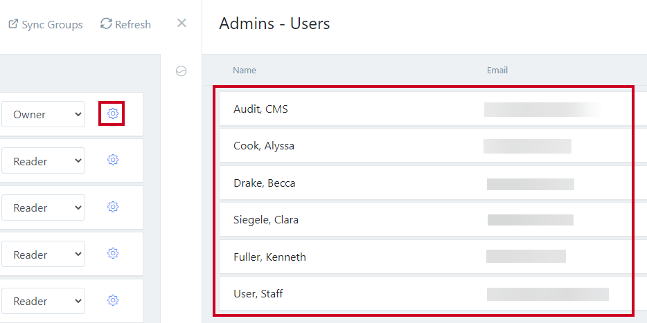 users list for Group.