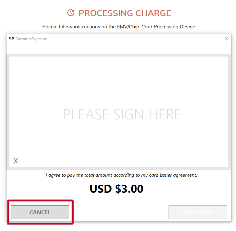 Cancel signature.