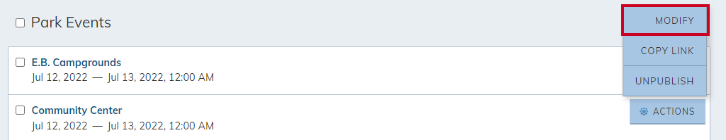 Modify option.