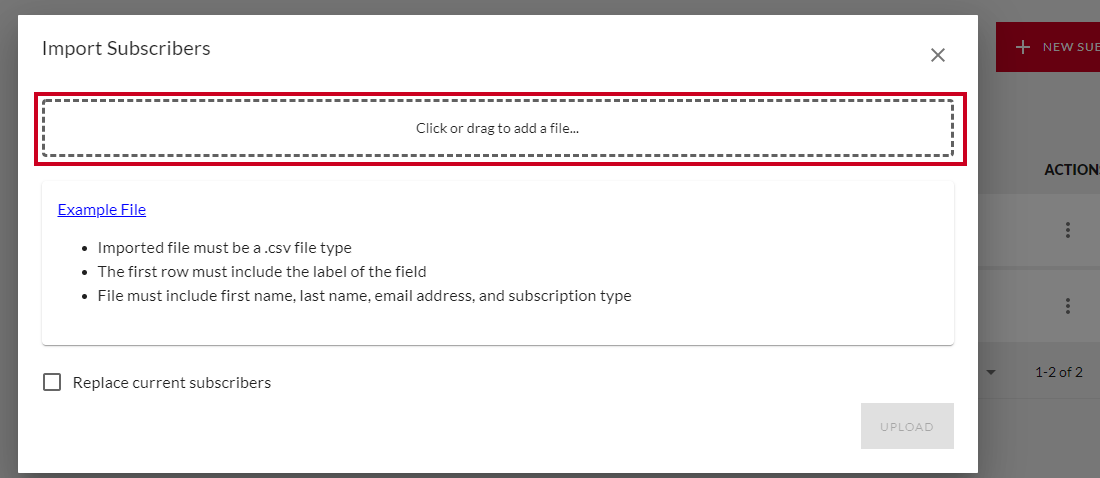 Upload file box.