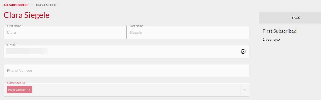 Subscriber details.