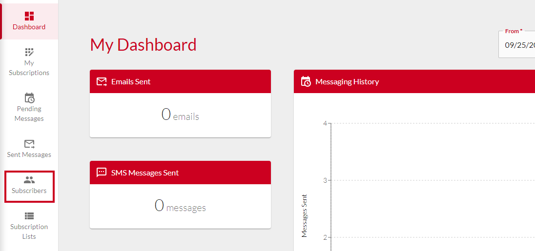 Subscribers tab in left navigation.