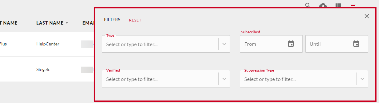 Set filters.
