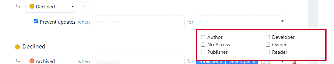 Roles drop-down.