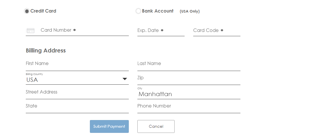 payment information.