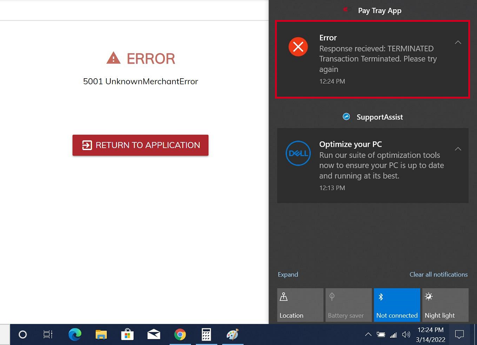 AuthNet Terminated Error.