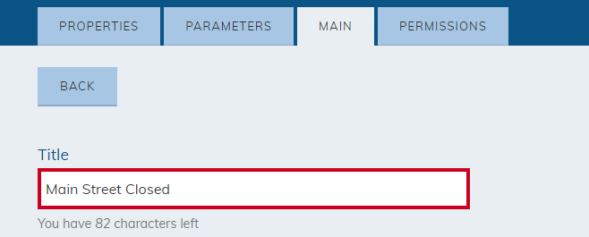 Title field in alert center.
