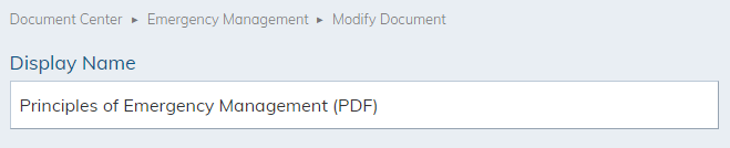 Display name field in document center.