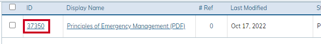 Document center ID field.