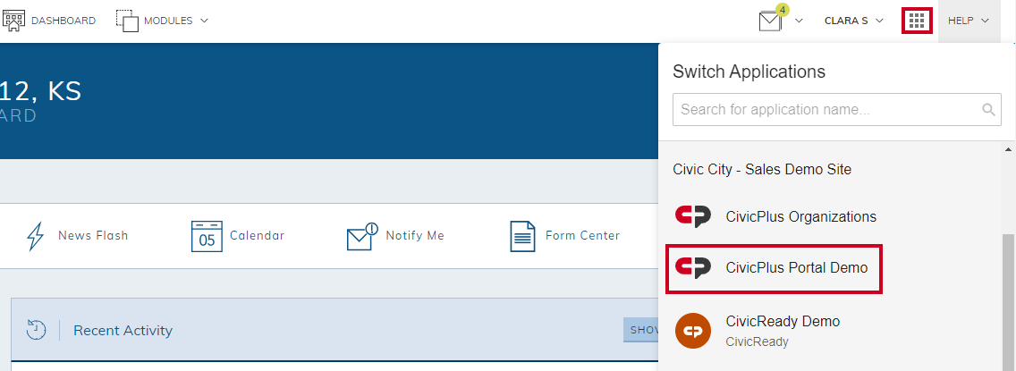 portal app switcher.