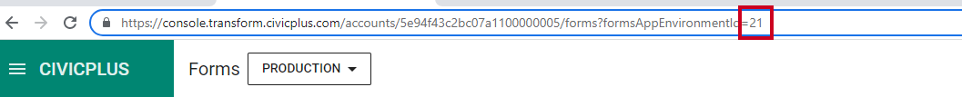Environment number in URL.