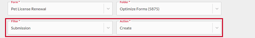 Filter and action dropdowns.