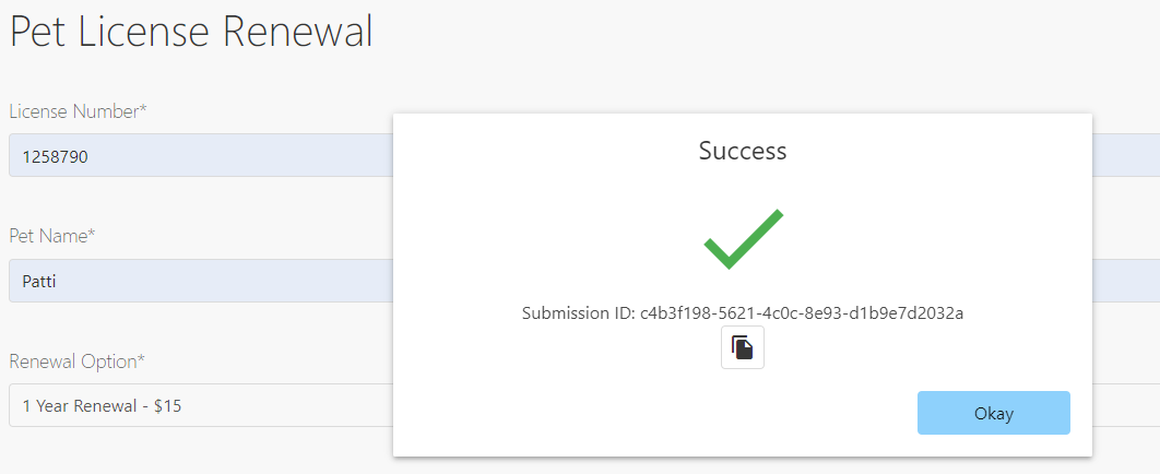 Form submission example.
