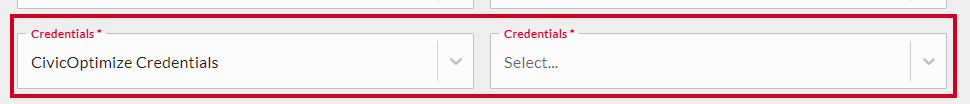 Credentials dropdowns.