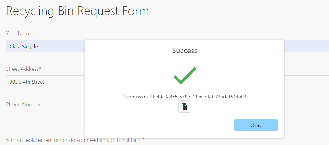 Example form submission.